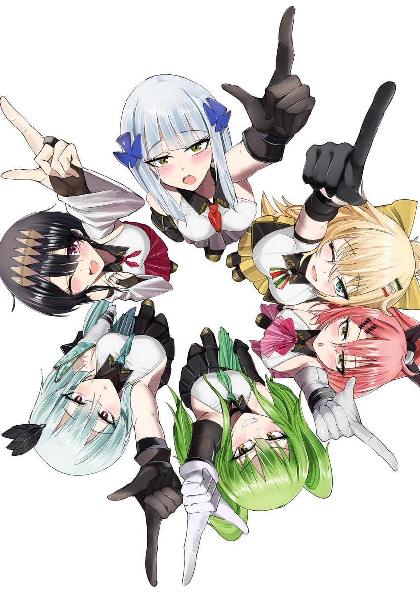 hk416, mp7, s.a.t.8, thunder, m950a, and 1 more (girls' frontline) drawn by kuzumotsu