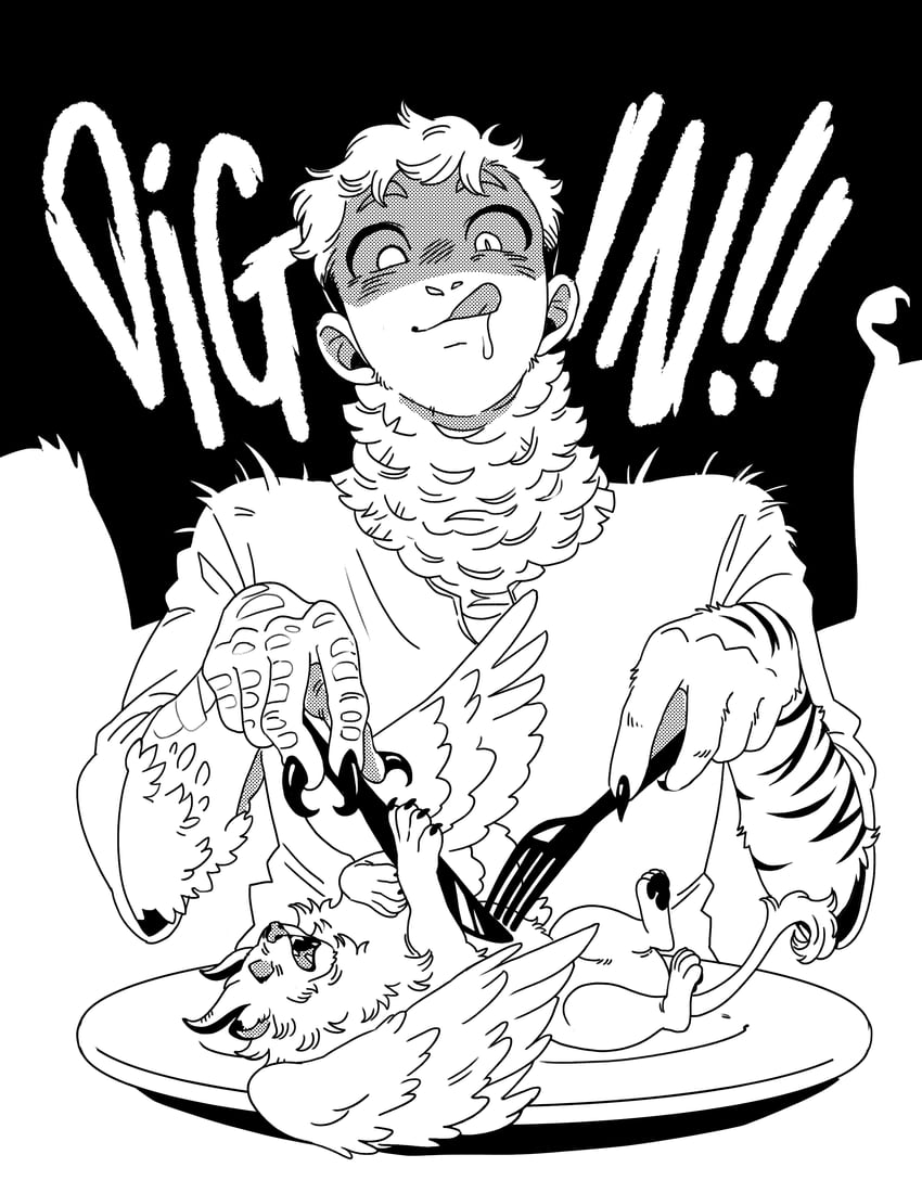 laios touden and winged lion (dungeon meshi) drawn by almond_(watery_day)