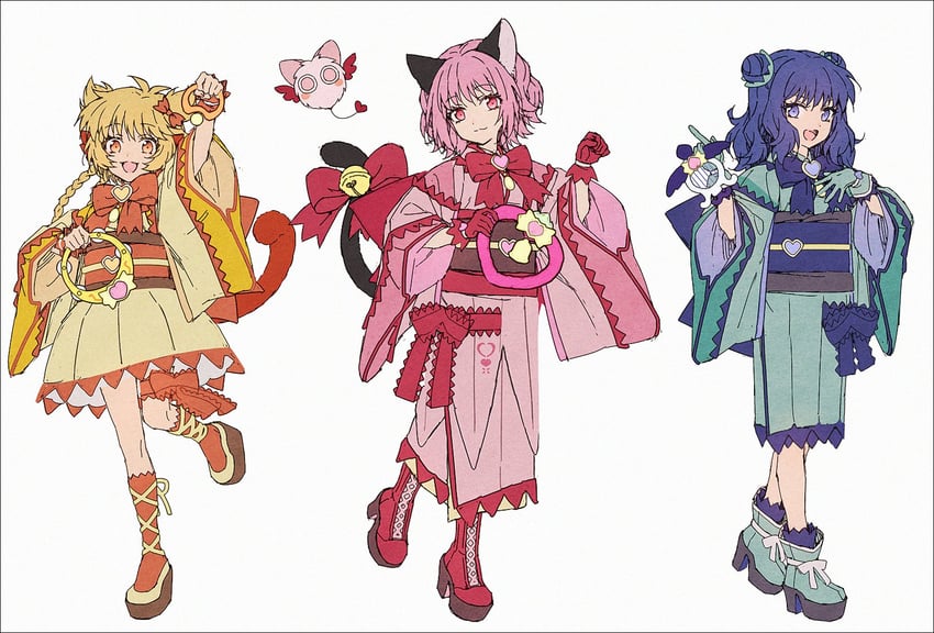 momomiya ichigo, mew ichigo, aizawa mint, mew mint, fong pudding, and 2 more (tokyo mew mew and 1 more) drawn by hakusai_(tiahszld)