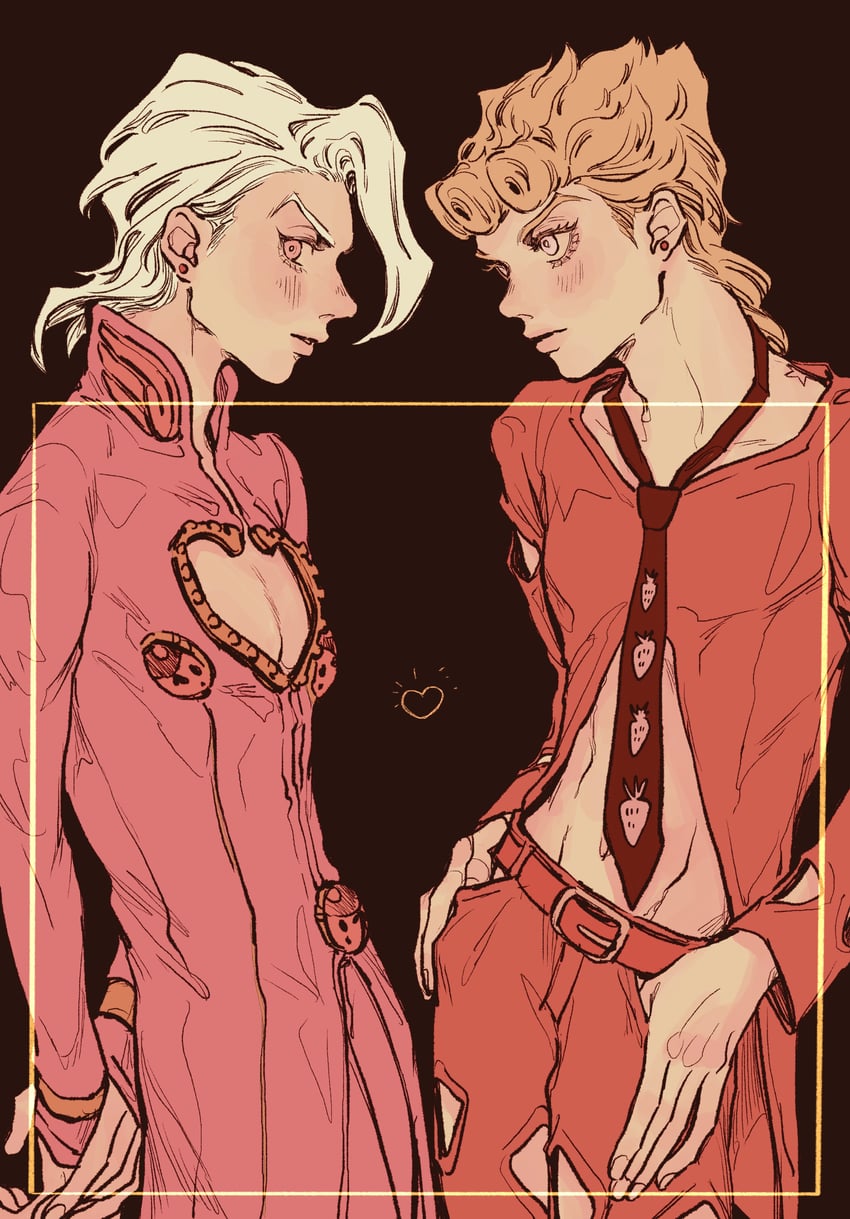 giorno giovanna and pannacotta fugo (jojo no kimyou na bouken and 1 more) drawn by okokoro_zaiku