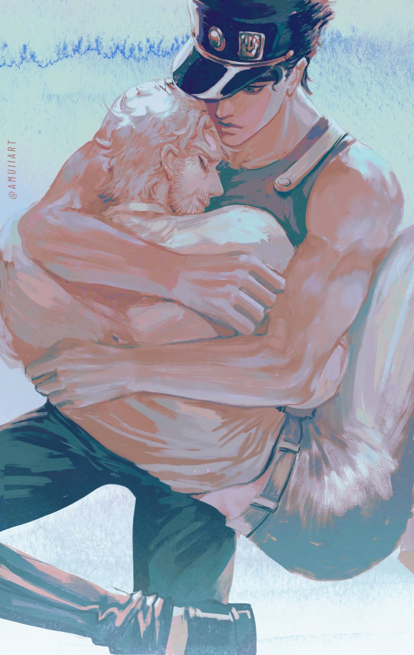 joseph joestar and kujo jotaro (jojo no kimyou na bouken and 1 more) drawn by amuii