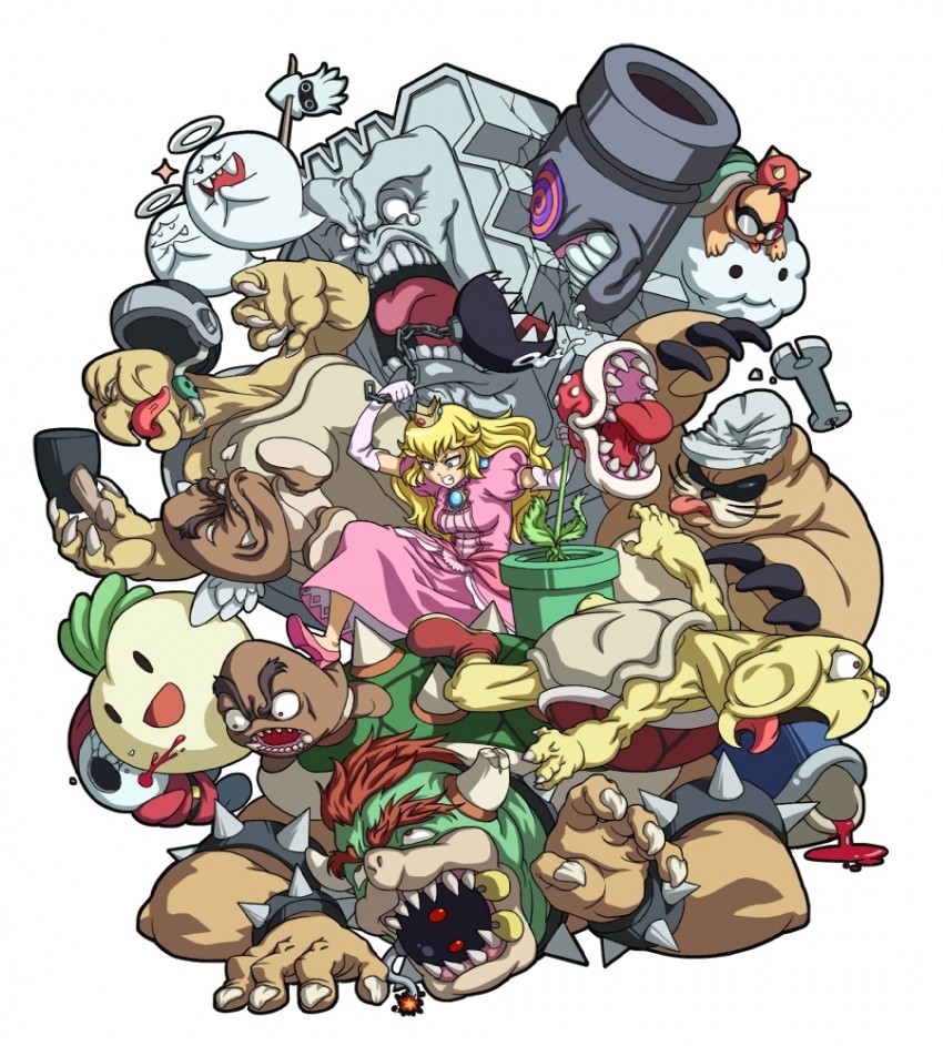 princess peach, bowser, boo, piranha plant, goomba, and 12 more (mario) drawn by demiano