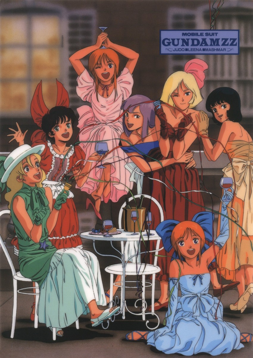 puru two, elpeo puru, sayla mass, roux louka, fa yuiry, and 2 more (gundam and 2 more) drawn by kitazume_hiroyuki