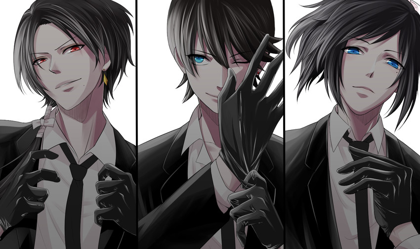kashuu kiyomitsu, yamato-no-kami yasusada, and horikawa kunihiro (touken ranbu) drawn by kyoujixxxx