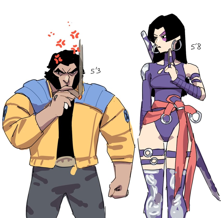 wolverine and psylocke (marvel and 2 more) drawn by ironicnotsavage