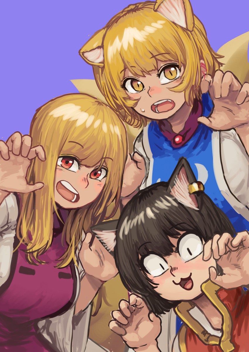 yakumo yukari, yakumo ran, and chen (touhou) drawn by chanta_(ayatakaoisii)