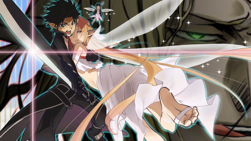 asuna, kirito, yui, titania, and oberon (sword art online) drawn by tanaka_masayoshi