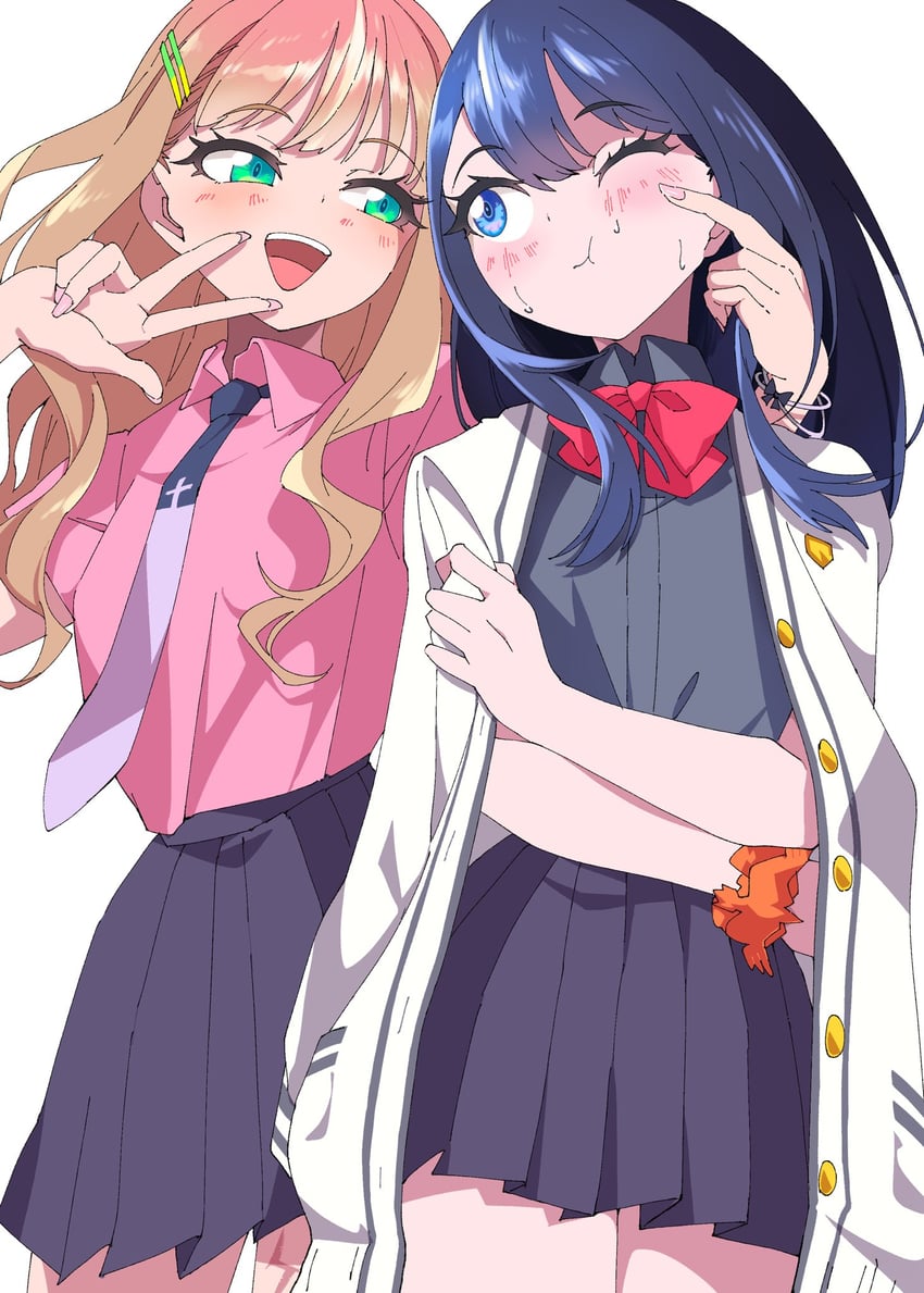 takarada rikka and minami yume (gridman universe) drawn by sukoshi_semashi