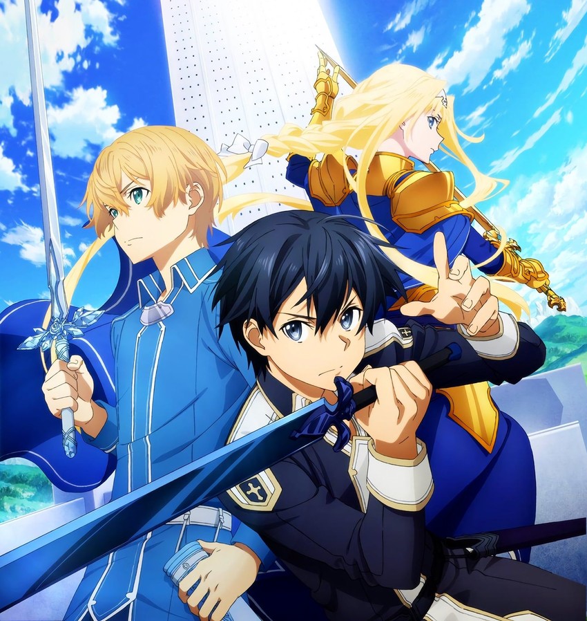 kirito, alice zuberg, and eugeo (sword art online and 1 more)