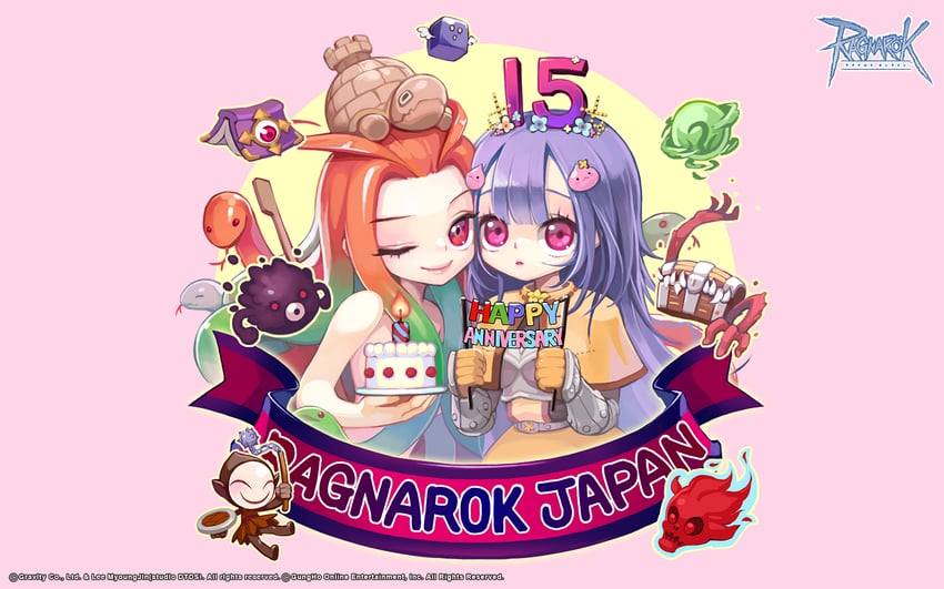 poring, swordsman, rideword, goblin, skeggiold, and 5 more (ragnarok online) drawn by bibibic