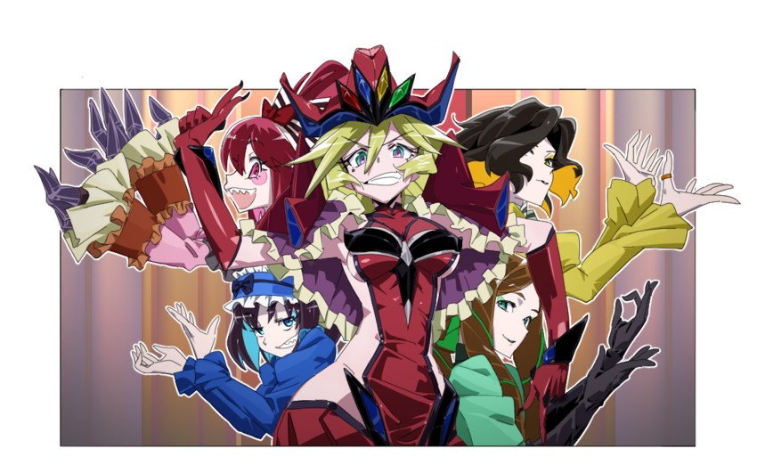 carol malus dienheim, garie tuman, micha jawkan, phara suyuf, and leiur darahim (senki zesshou symphogear and 1 more) drawn by akiot