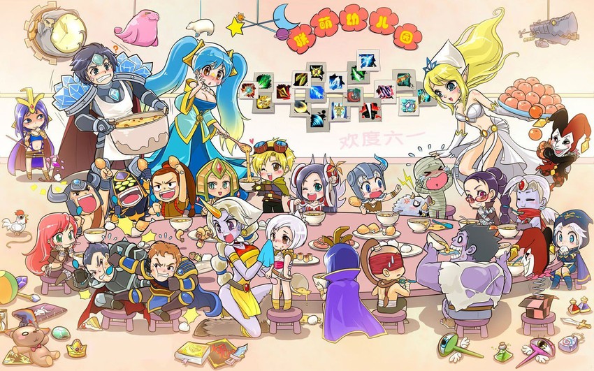 sona, soraka, katarina, riven, ezreal, and 23 more (league of legends) drawn by milikki