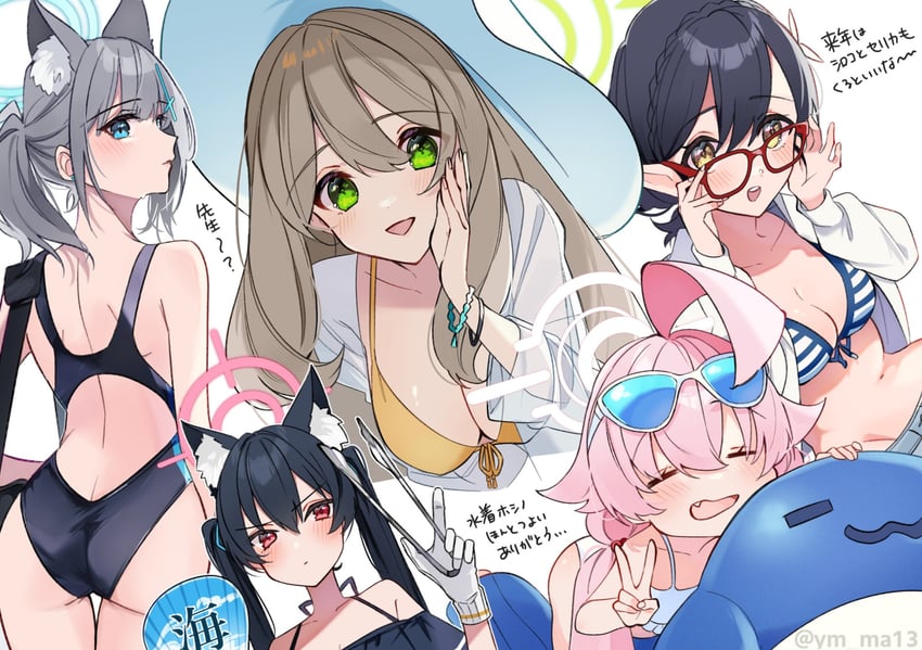 shiroko, hoshino, nonomi, serika, and ayane (blue archive) drawn by akym