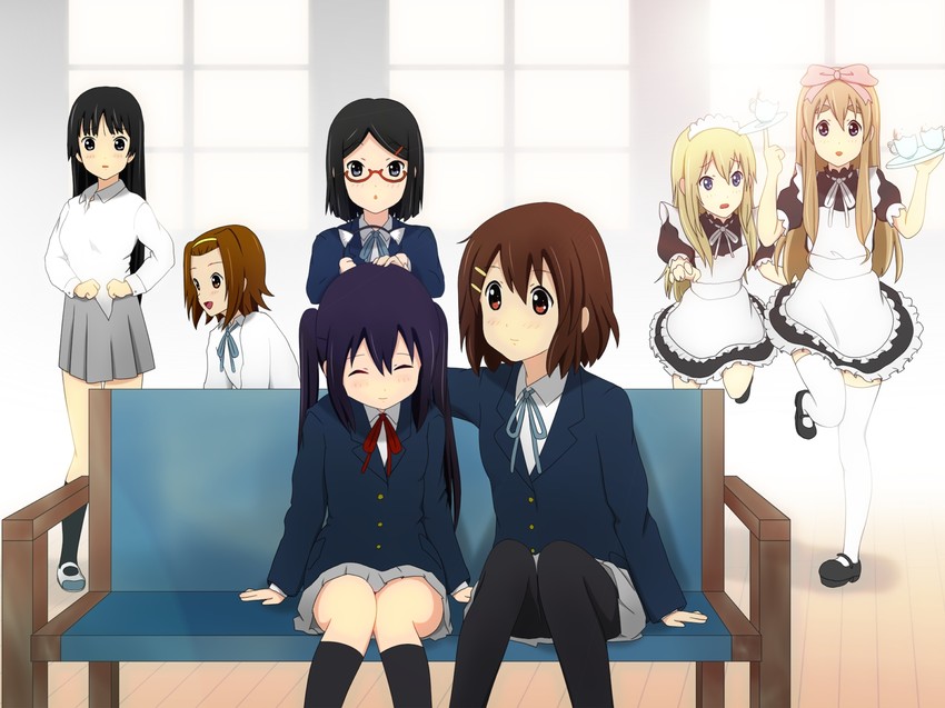 akiyama mio, nakano azusa, hirasawa yui, tainaka ritsu, kotobuki tsumugi, and 2 more (k-on! and 1 more) drawn by giritaso