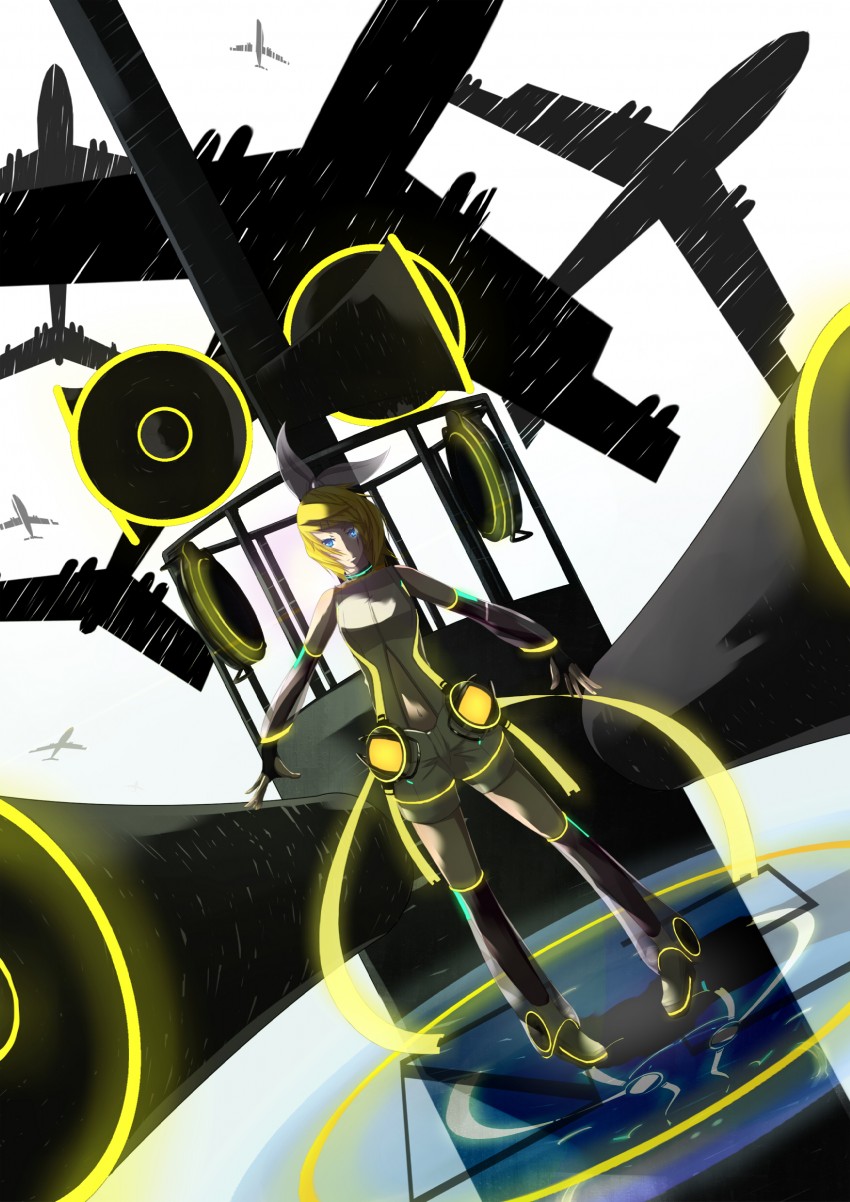 kagamine rin (vocaloid and 1 more) drawn by haz_first_music