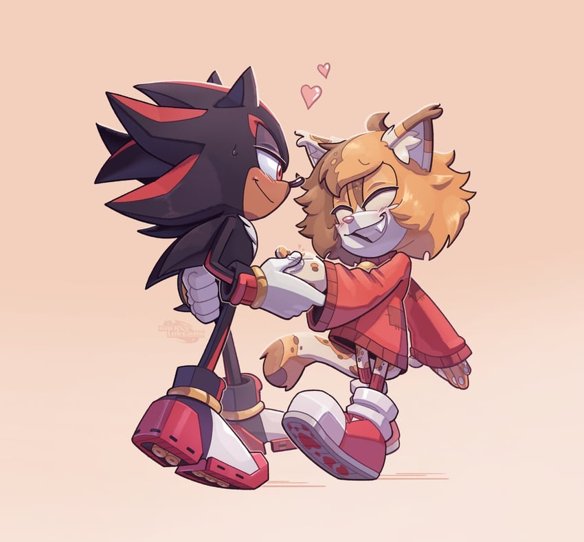 shadow the hedgehog and dee the lucky calico (original and 1 more) drawn by galaxylover06