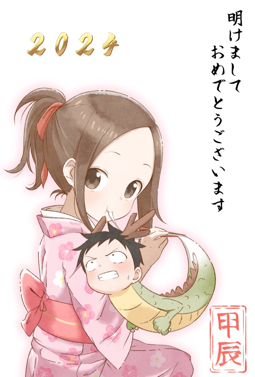 takagi-san and nishikata (karakai jouzu no takagi-san) drawn by aki_(yunkana)