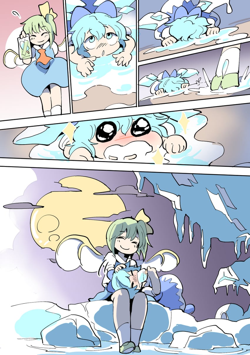 cirno and daiyousei (touhou) drawn by moyazou_(kitaguni_moyashi_seizoujo)