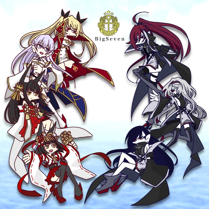 nagato, nelson, rodney, colorado, mutsu, and 2 more (azur lane) drawn by nanashi_(protocol_001)
