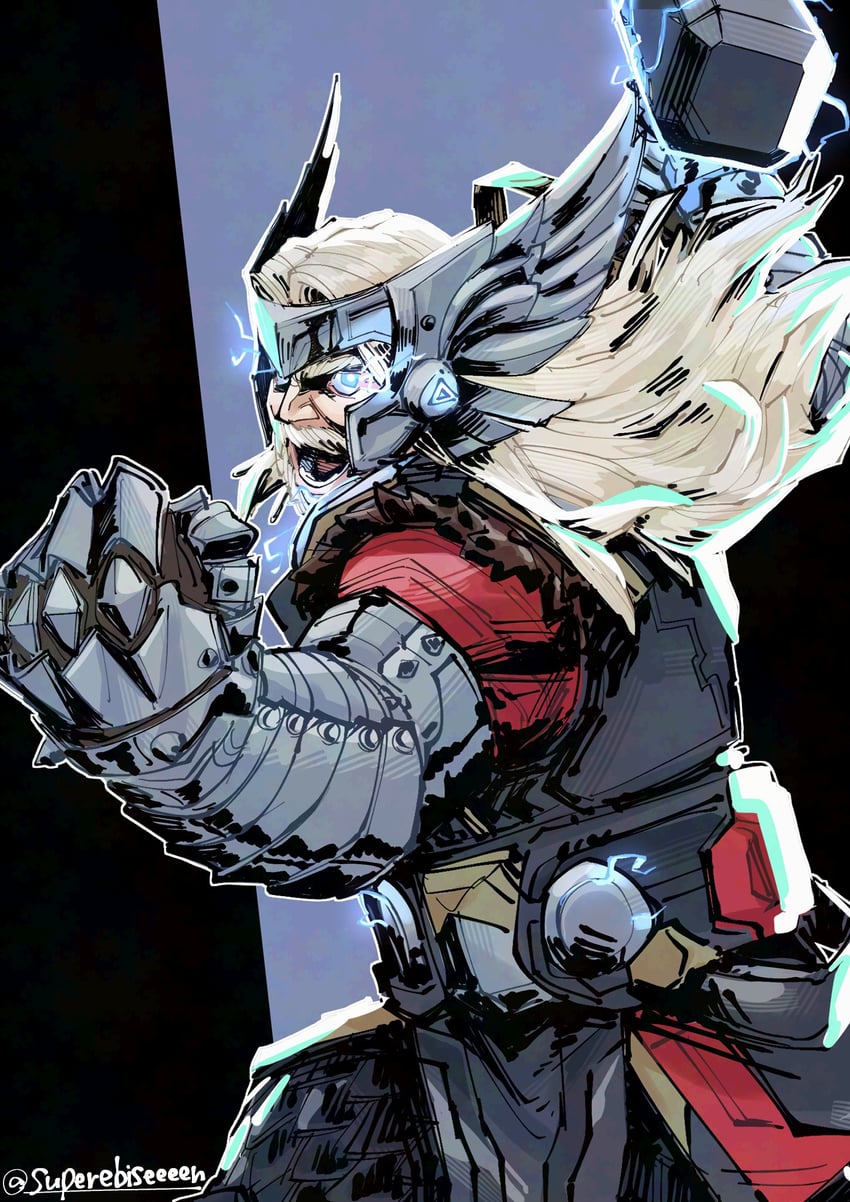thor (marvel and 2 more) drawn by superebiseeeen