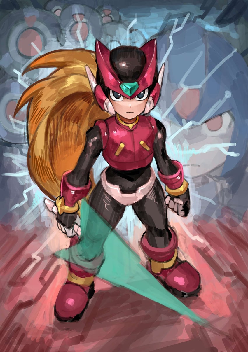 zero, zero(z), copy x, and pantheon (mega man and 2 more) drawn by saiykik