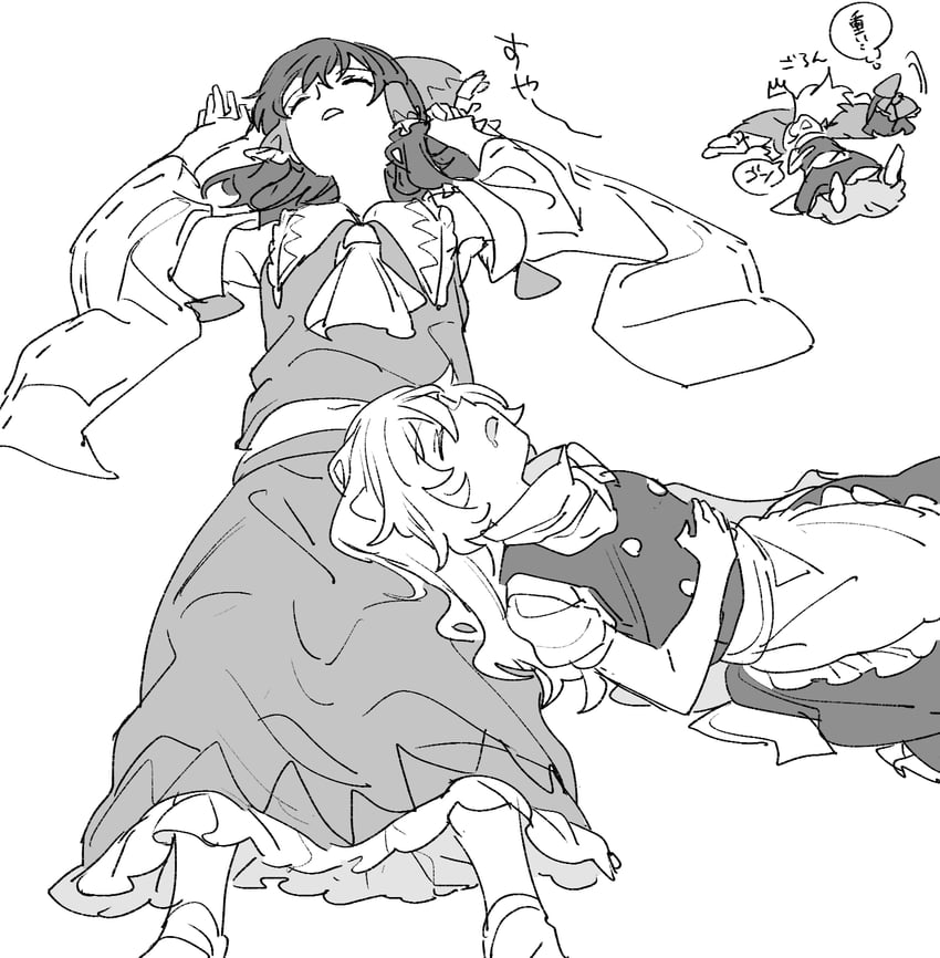 hakurei reimu and kirisame marisa (touhou) drawn by mero_(starfish_jcs)