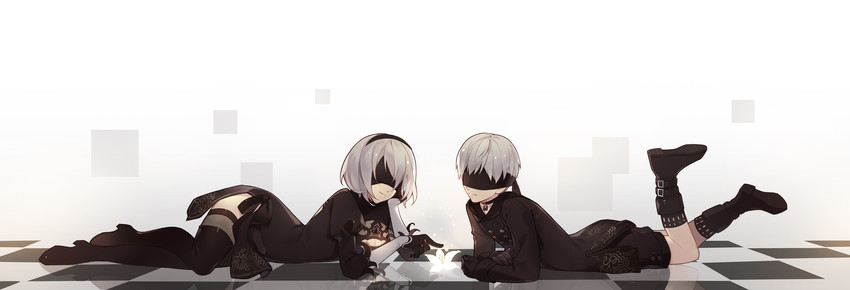 2b and 9s (nier and 1 more) drawn by kllsiren