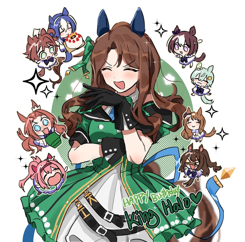 special week, king halo, seiun sky, haru urara, grass wonder, and 4 more (umamusume) drawn by unseuking0427