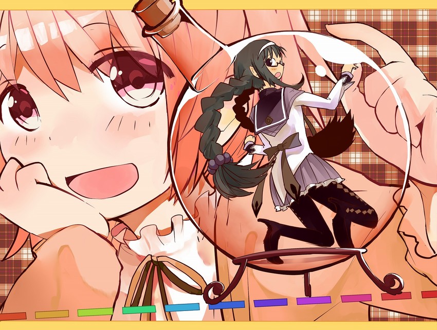 akemi homura and kaname madoka (mahou shoujo madoka magica) drawn by shiotan