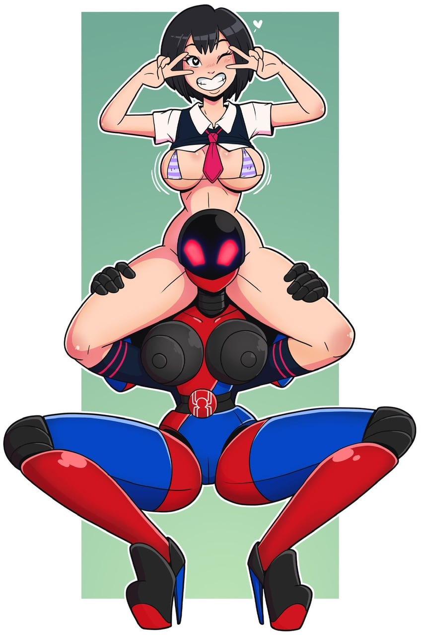 peni parker and sp//dr (marvel and 3 more) drawn by wrenzephyr