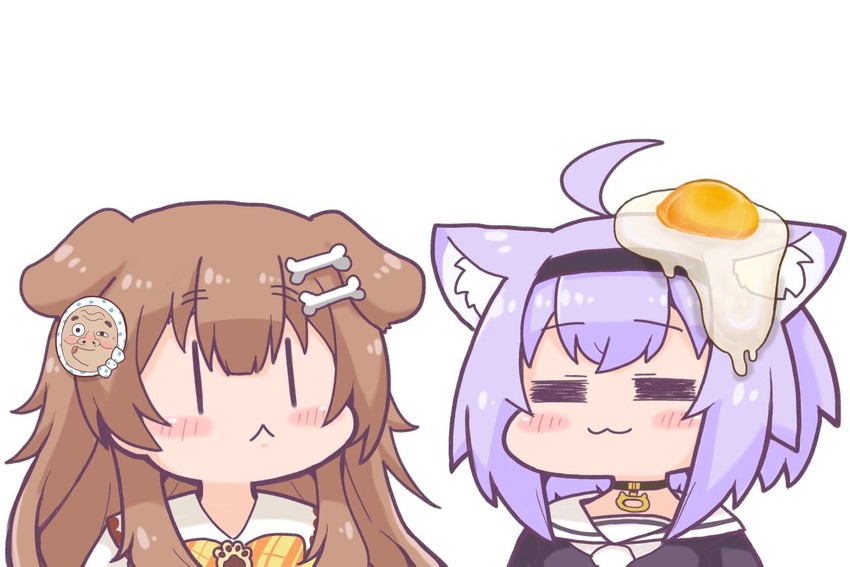 nekomata okayu and inugami korone (hololive) drawn by matarou_(matarou072)