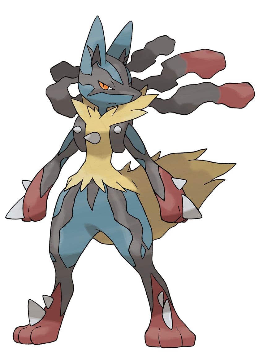 lucario and mega lucario (pokemon and 1 more) drawn by sugimori_ken