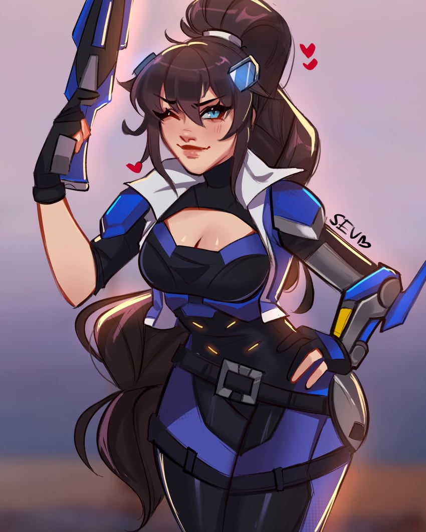 widowmaker and captain lacroix (overwatch and 1 more) drawn by sevpha