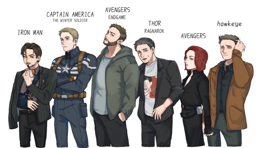 steve rogers, captain america, tony stark, thor, black widow, and 3 more (marvel and 9 more) drawn by g_wee2