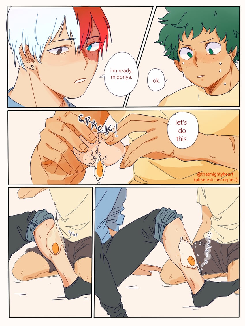 midoriya izuku and todoroki shoto (boku no hero academia) drawn by thatmightyheart