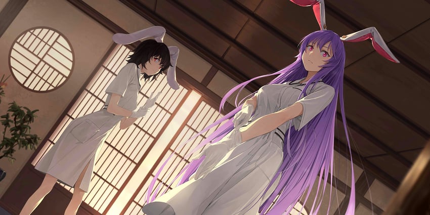 reisen udongein inaba and inaba tewi (touhou and 1 more) drawn by somehira_katsu