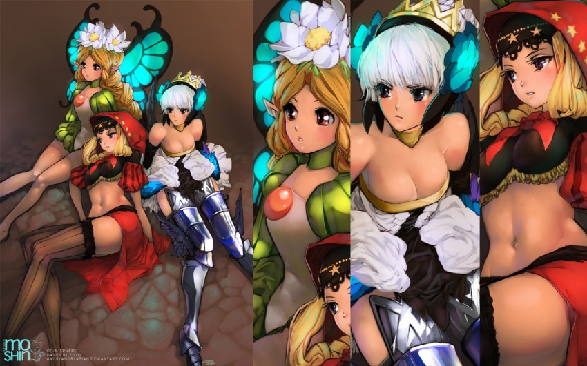 gwendolyn, velvet, and mercedes (odin sphere) drawn by david_liu