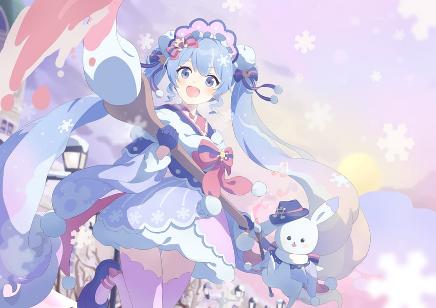 hatsune miku, yuki miku, and rabbit yukine (vocaloid) drawn by yukisumomol3