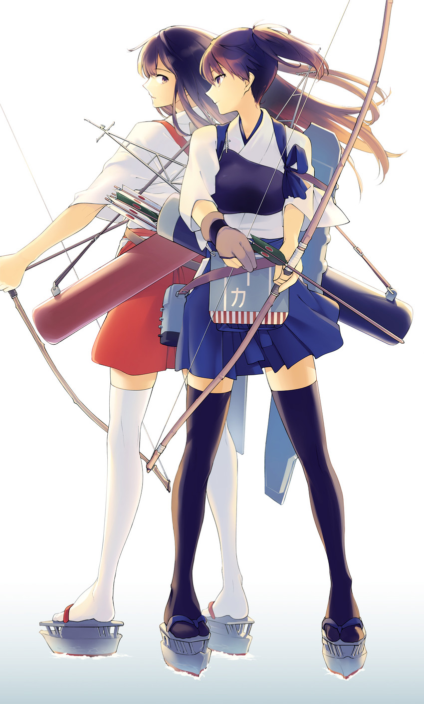 kaga and akagi (kantai collection) drawn by nakatani_nio