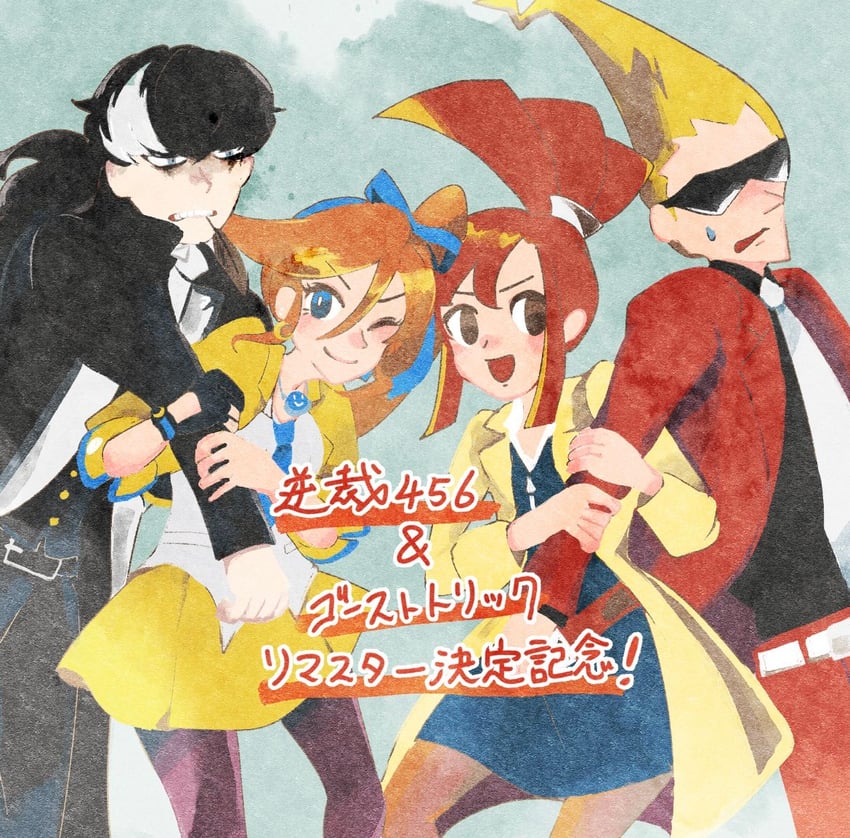 athena cykes, simon blackquill, sissel, and lynne (ace attorney and 1 more) drawn by roly_poly_cat