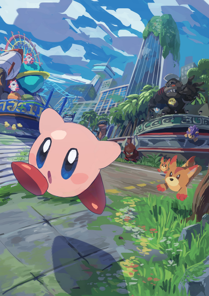 kirby, elfilin, awoofy, gorimondo, wondog, and 4 more (kirby and 1 more) drawn by okame_nin