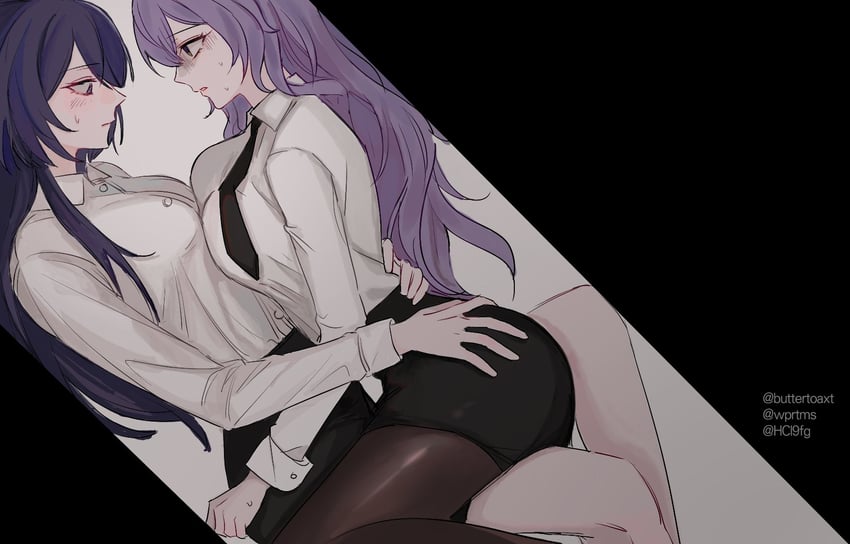 acheron and black swan (honkai and 1 more) drawn by 9_(hcl9fg)