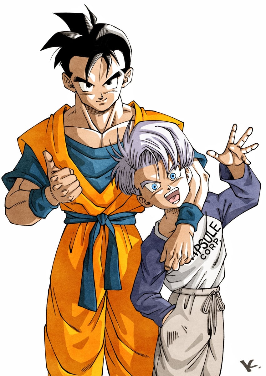 son gohan and trunks (dragon ball and 1 more) drawn by kakeru_(dbskakeru)