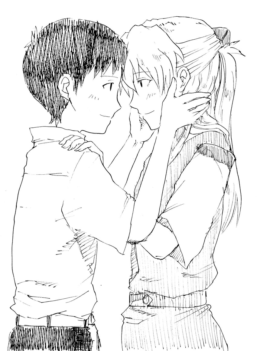 souryuu asuka langley and ikari shinji (neon genesis evangelion) drawn by suimame