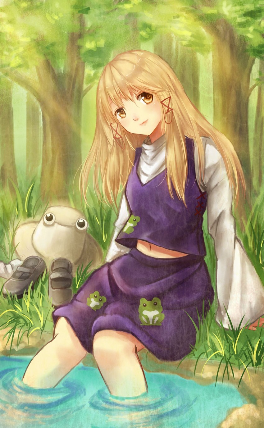 moriya suwako and pyonta (touhou) drawn by x&x&x