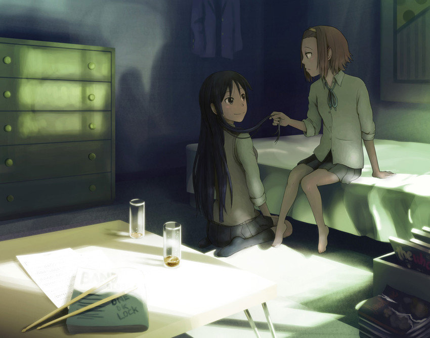 akiyama mio and tainaka ritsu (k-on!) drawn by bonjin and hashiribe_akira
