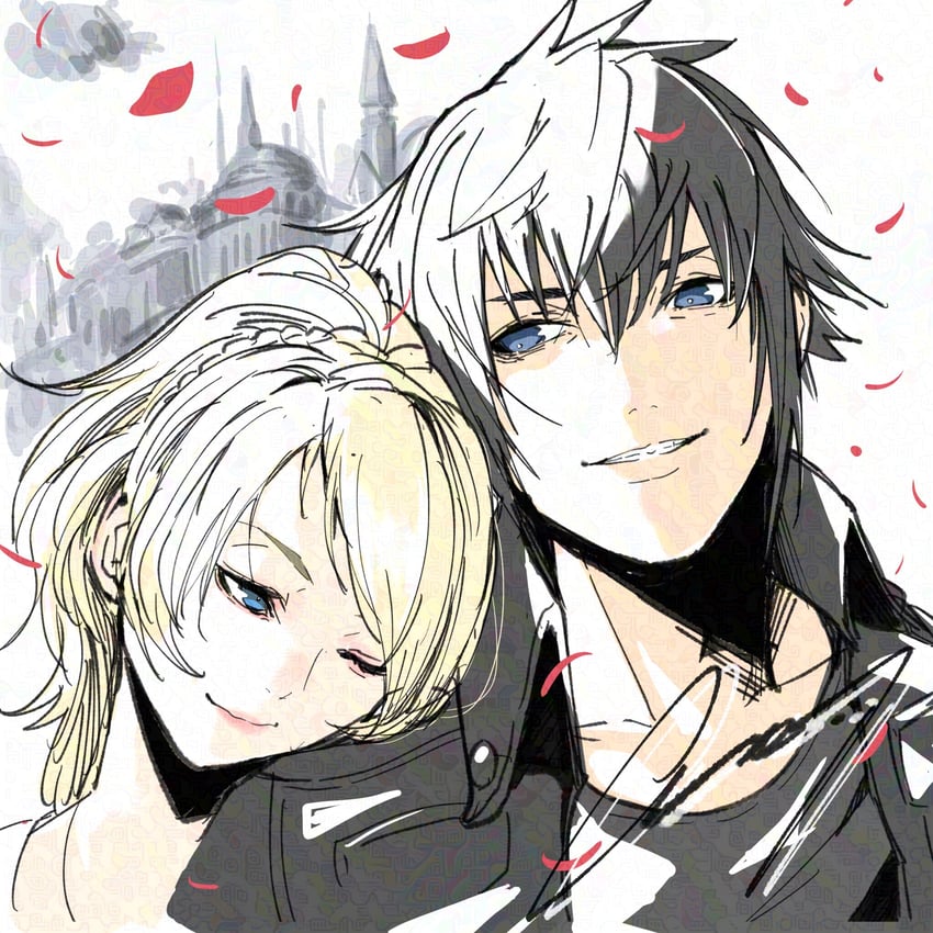 noctis lucis caelum and lunafreya nox fleuret (final fantasy and 1 more) drawn by crazy02oekaki