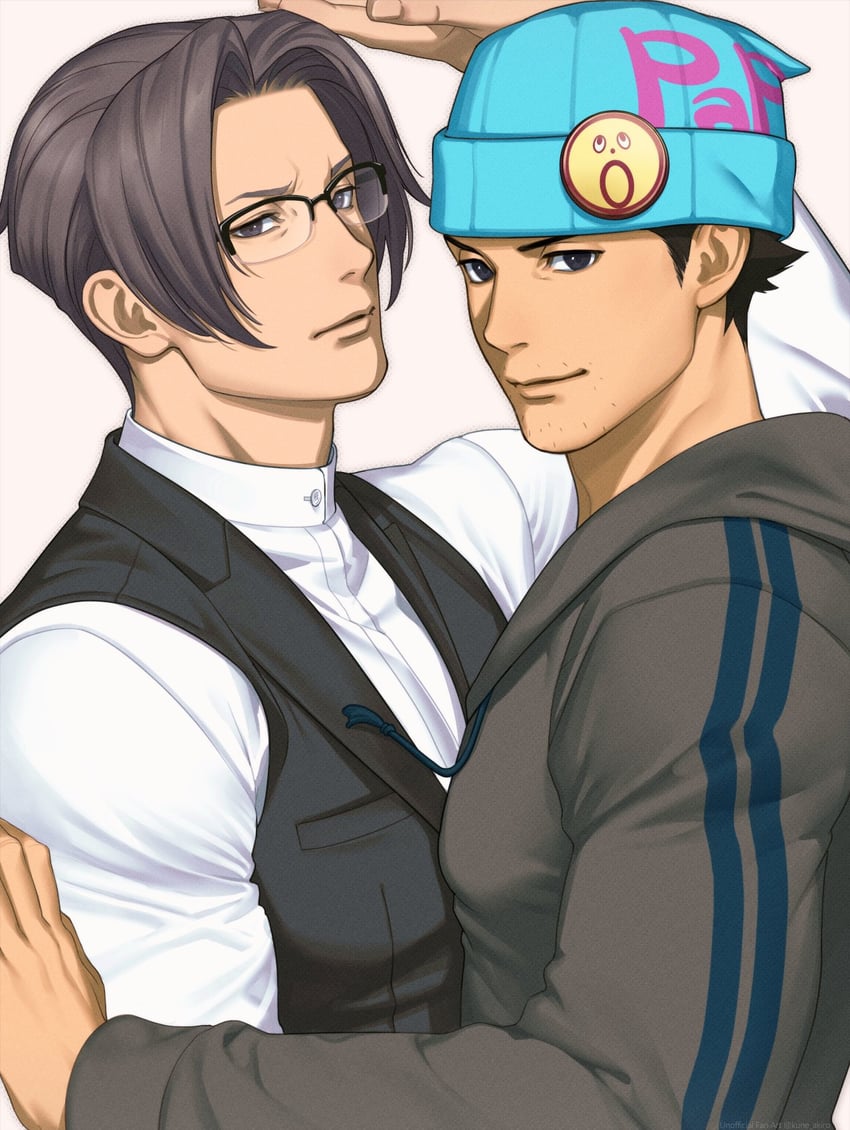 phoenix wright and miles edgeworth (ace attorney and 1 more) drawn by kune_akiro