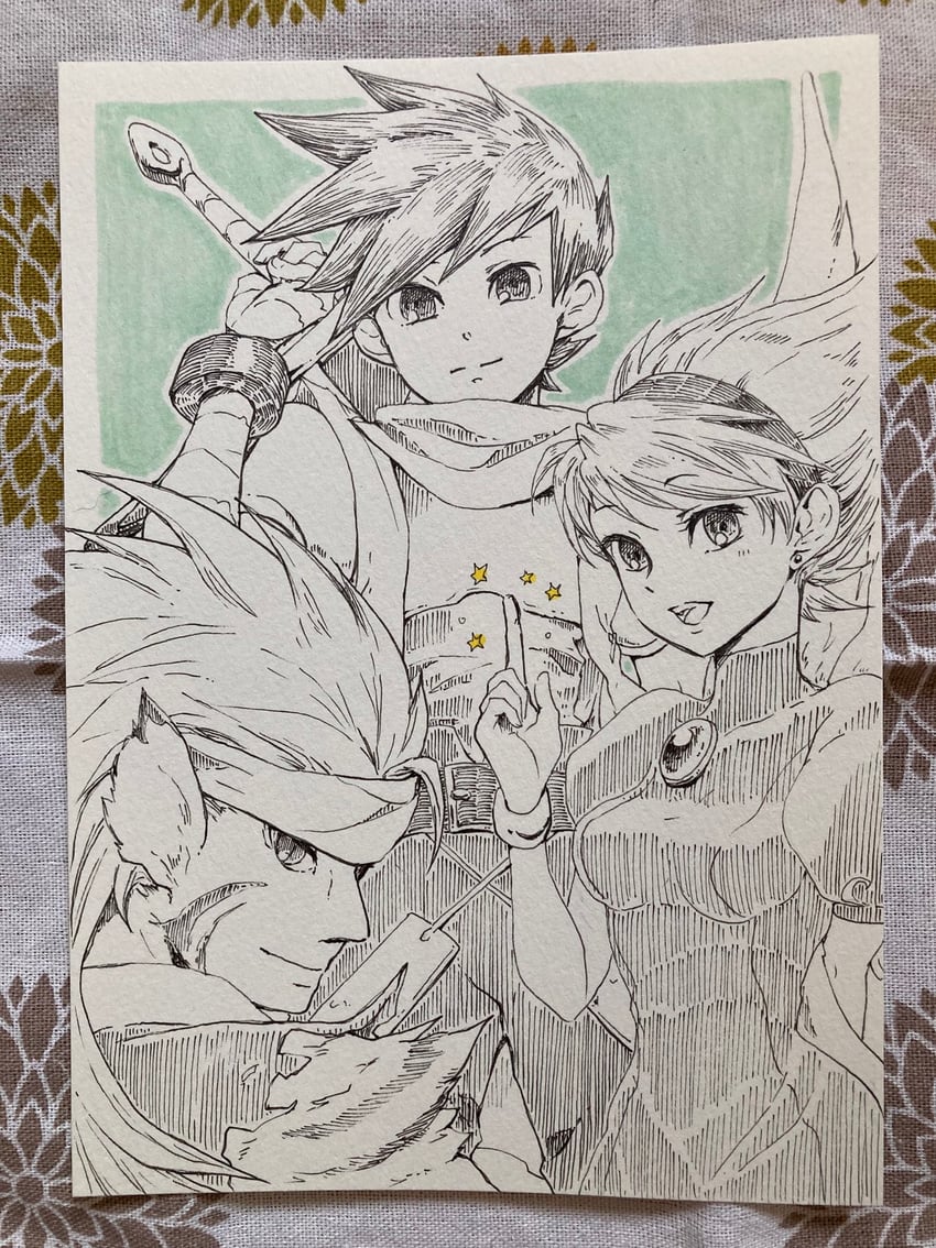 nina, ryu, and rei (breath of fire and 1 more) drawn by maruno
