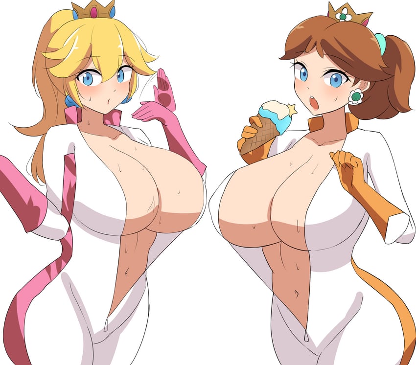 princess peach, princess daisy, biker peach, and biker daisy (mario and 3 more) drawn by mistynight